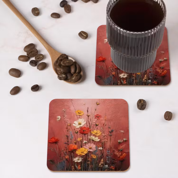 Onderzetter - Bloemenboeket - Diepte - Tastbare textuur — 4