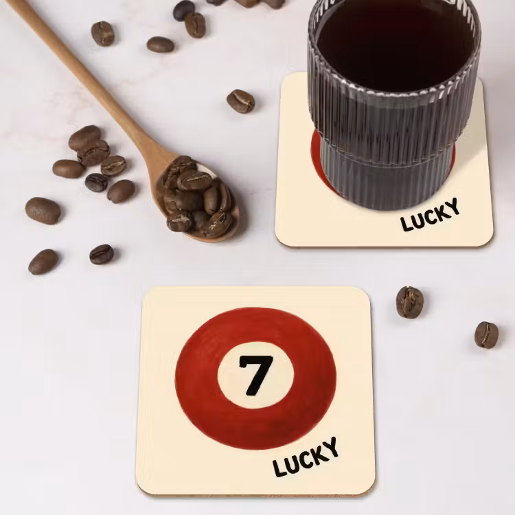 Onderzetter - Cirkel - Zeven - Lucky - Rood — 4
