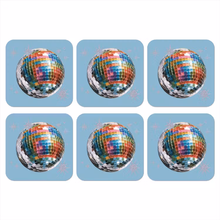 Onderzetter - Discobal - Glinsterende sterren - Regenboog — 1