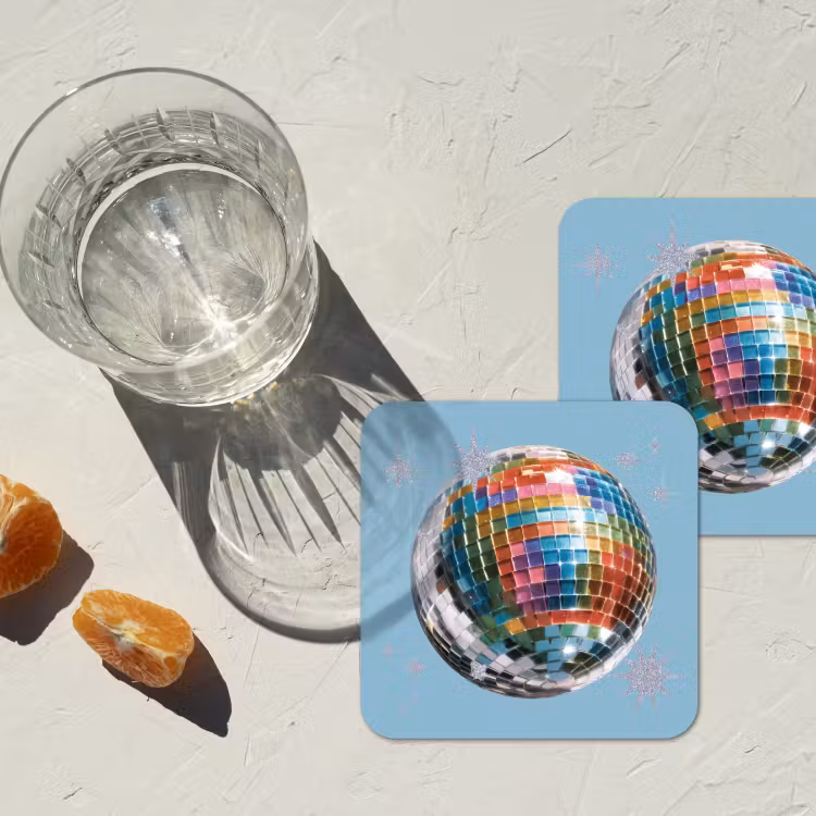 Onderzetter - Discobal - Glinsterende sterren - Regenboog — 3