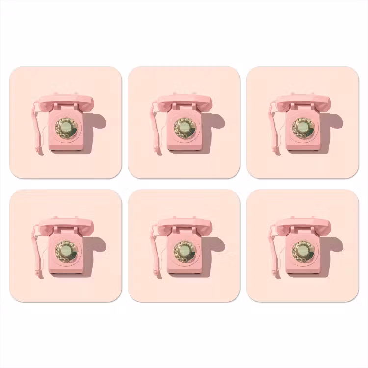 Onderzetter - Draaischijftelefoon - Retro - Roze — 1