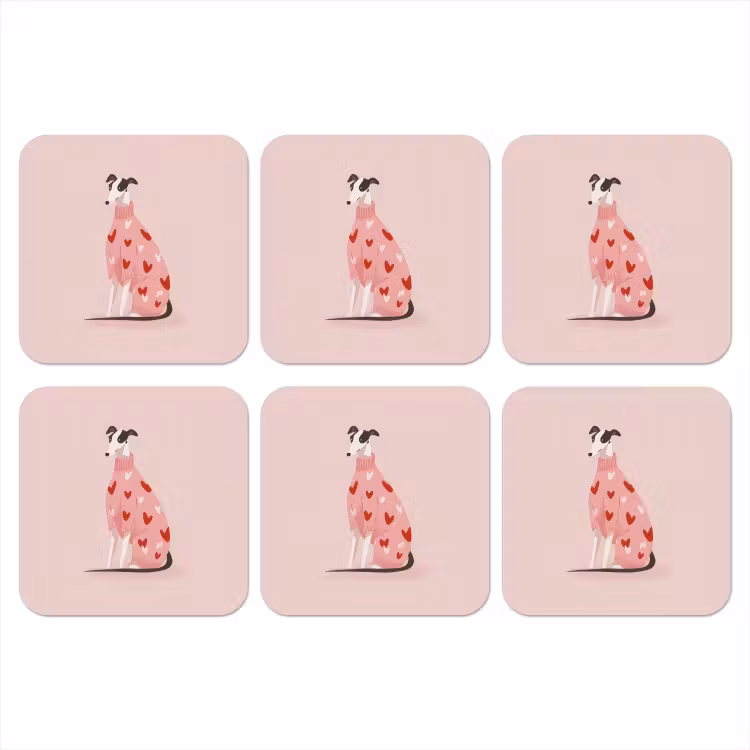 Onderzetter - Hond - Hartjes - Roze — 1