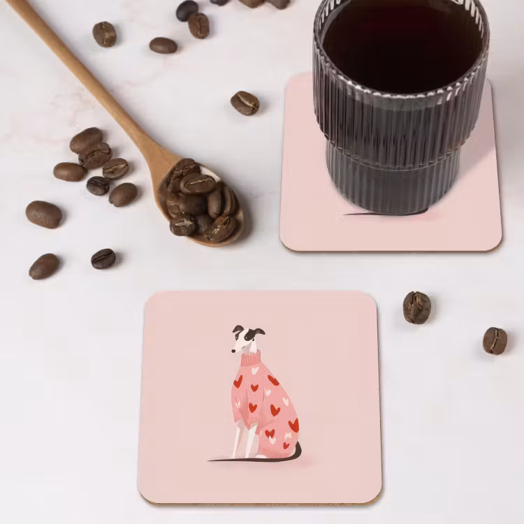 Onderzetter - Hond - Hartjes - Roze — 4