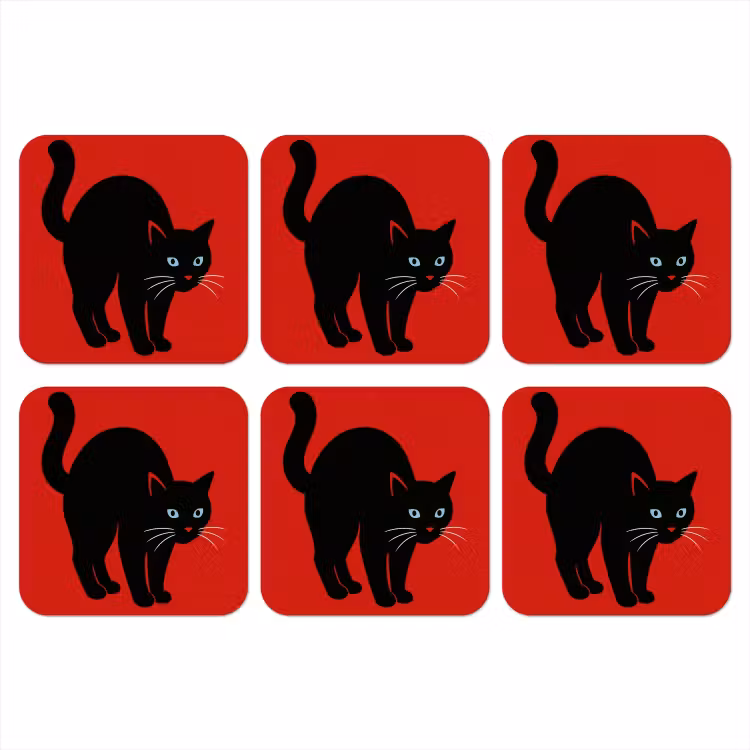 Onderzetter - Kat - Zwart - Staart — 1