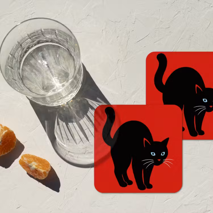 Onderzetter - Kat - Zwart - Staart — 3