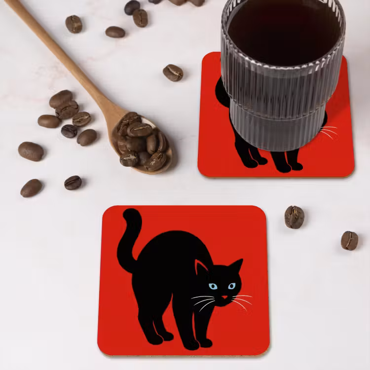 Onderzetter - Kat - Zwart - Staart — 4
