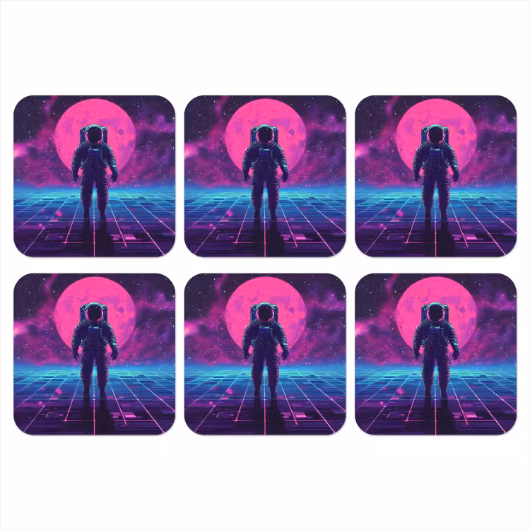 Onderzetter - Astronaut - Maan - Roze - Sterrennevels — 1
