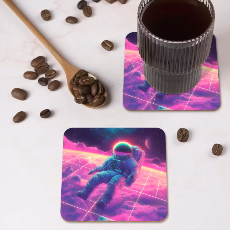 Onderzetter - Astronaut - Neon - Roze - Wolken — 4