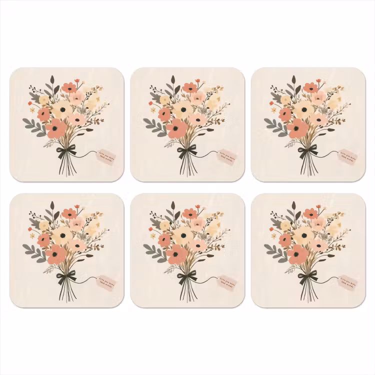 Onderzetter - Bloemen - Quote - Beige - Lint — 1