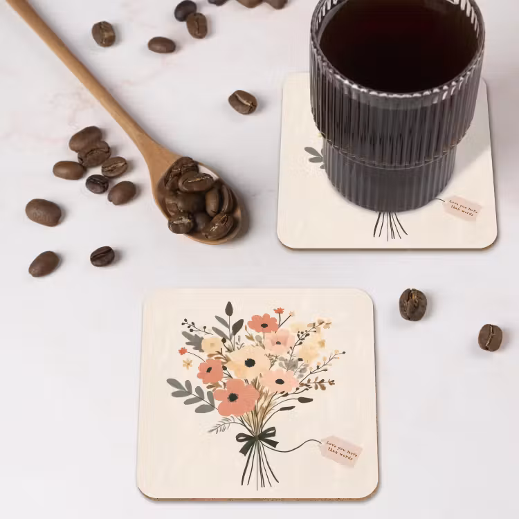 Onderzetter - Bloemen - Quote - Beige - Lint — 4