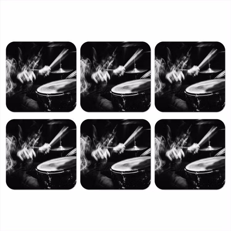 Onderzetter - Drummer - Zwart - Drumstel — 1