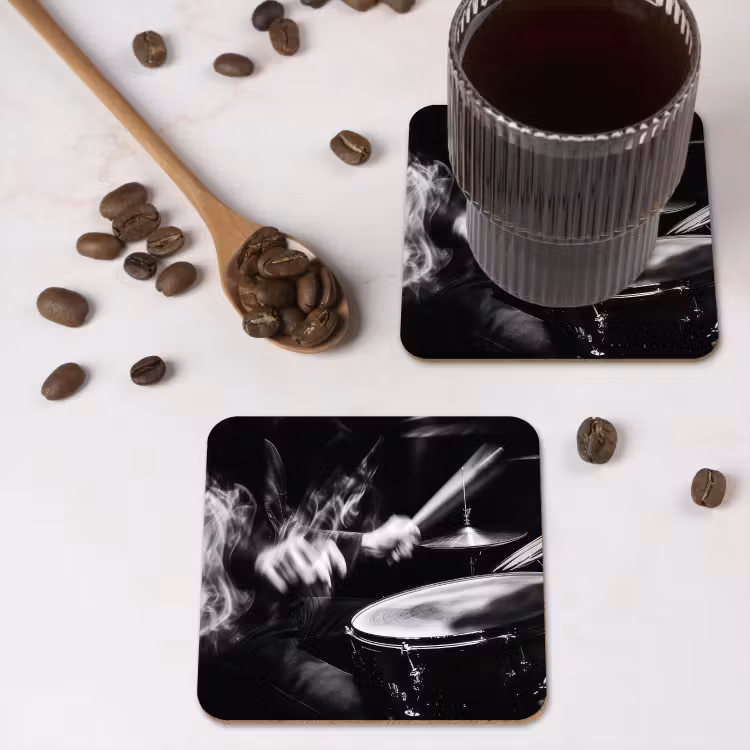 Onderzetter - Drummer - Zwart - Drumstel — 4