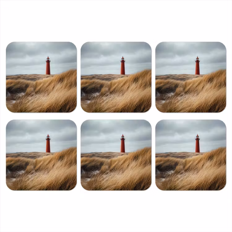 Onderzetter - Duinen - Vuurtoren - Rood - Lucht — 1