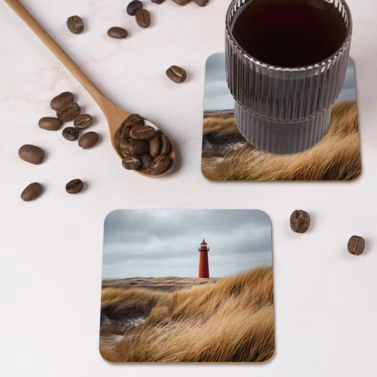 Onderzetter - Duinen - Vuurtoren - Rood - Lucht — 4
