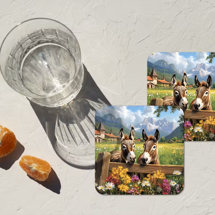 Onderzetter - Ezels - Bloemen - Zomers — 3