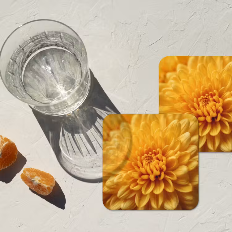 Onderzetter - Geel - Chrysant - Zachtheid — 3
