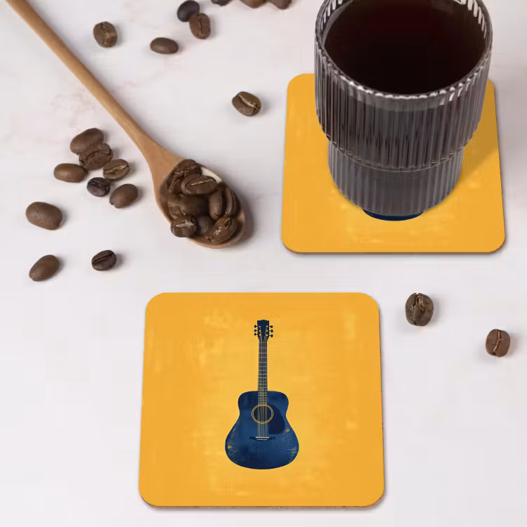 Onderzetter - Gitaar - Akoestisch - Geel - Minimalistisch — 4