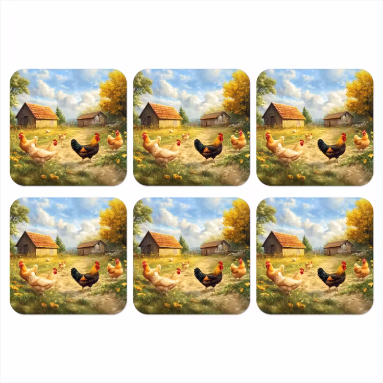 Onderzetter - Kippen - Landelijke rust - Natuur — 1