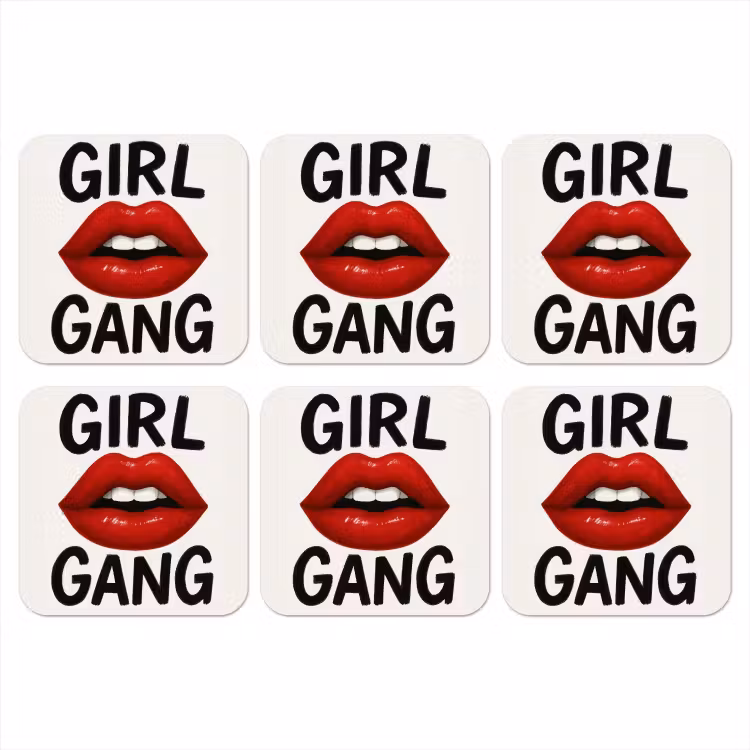 Onderzetter - Lip - Girl - Rood - Letters — 1