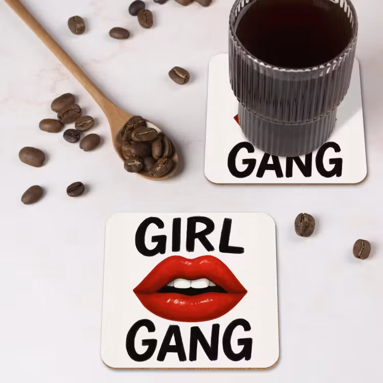 Onderzetter - Lip - Girl - Rood - Letters — 4