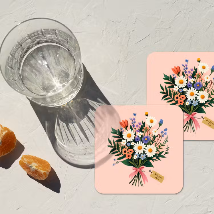 Onderzetter - Margrieten - Boeket - Strikje - Roze — 3