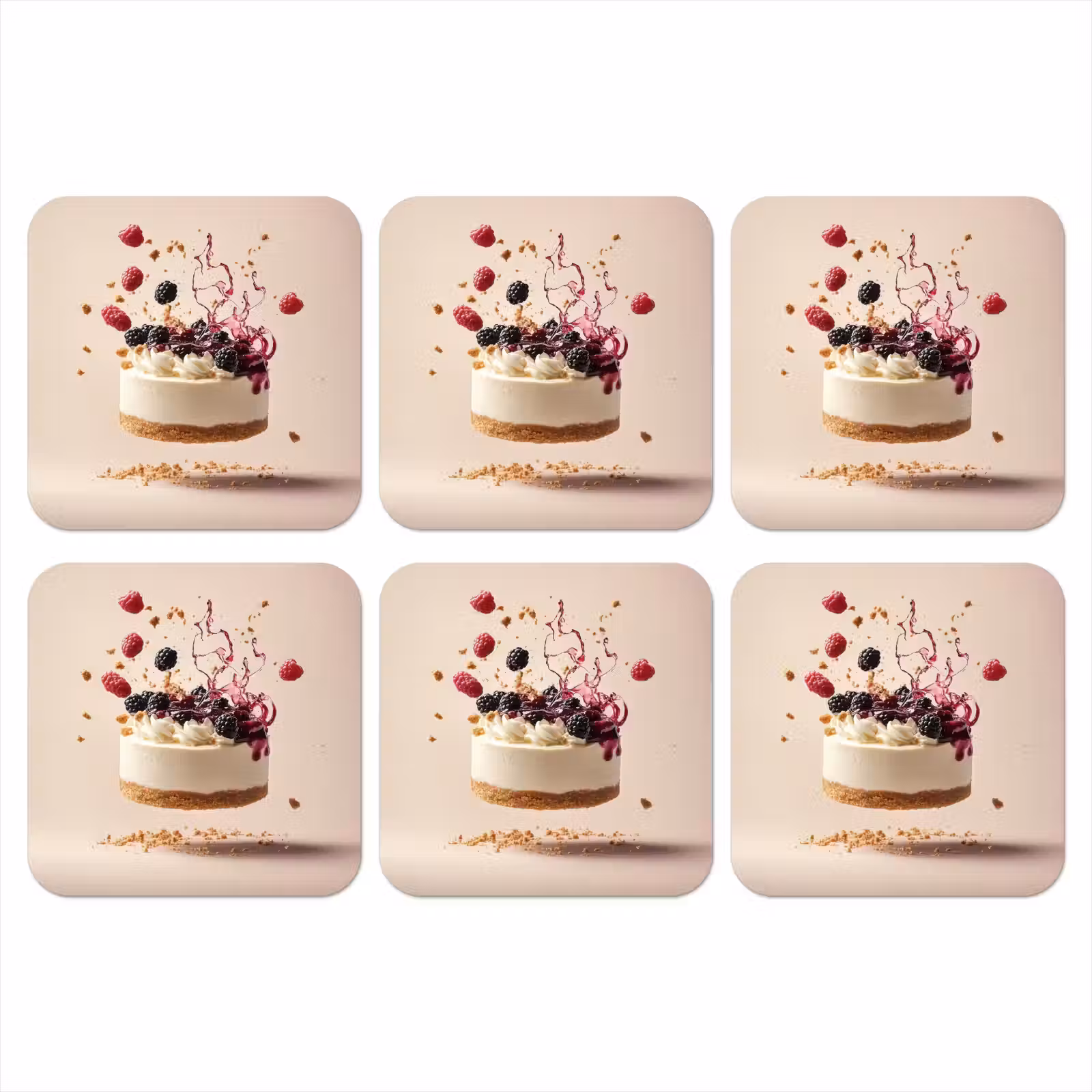 Onderzetter - Cheesecake - Eten - Roze - Taart — 1