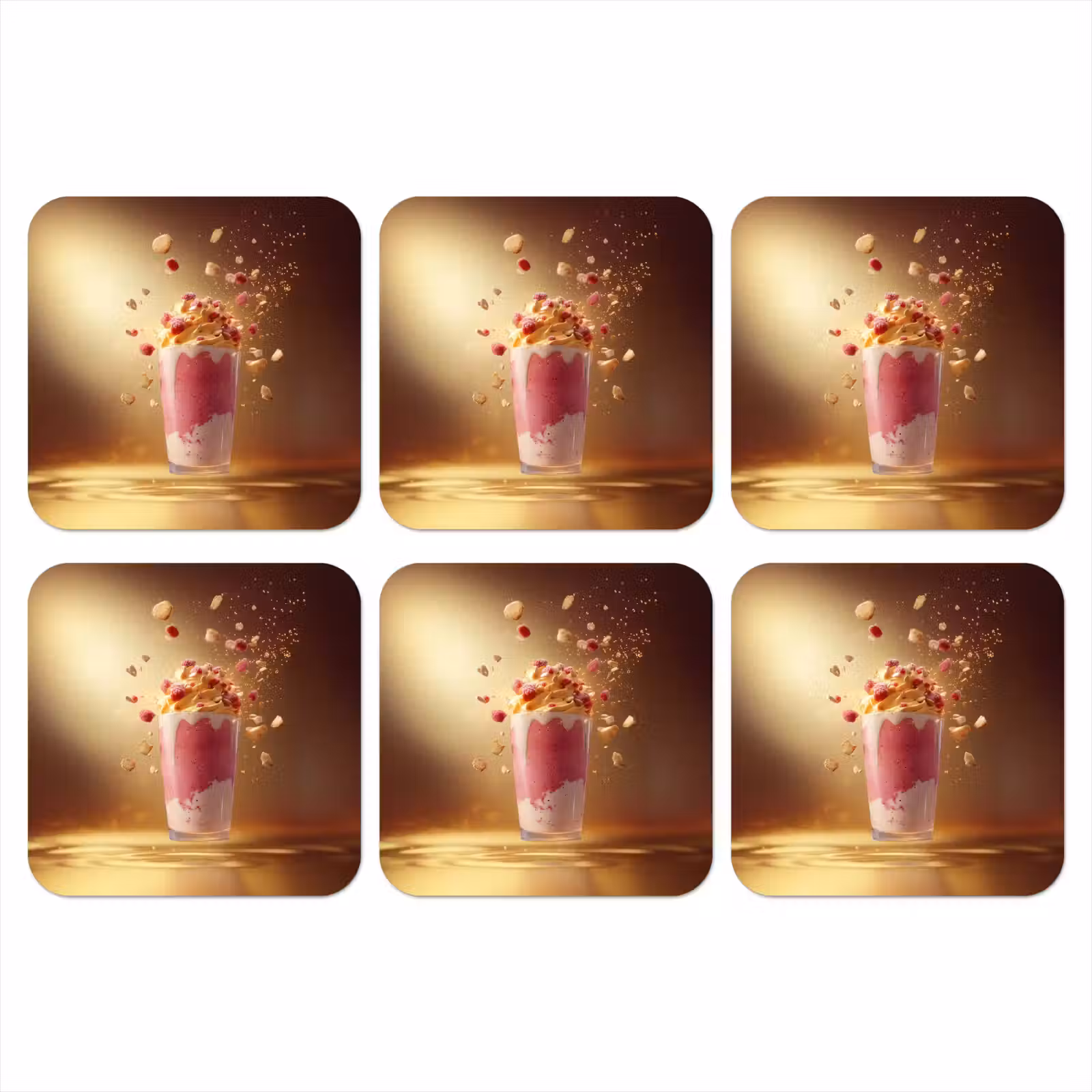 Onderzetter - Framboos - Smoothie - Drinken - Roze — 1