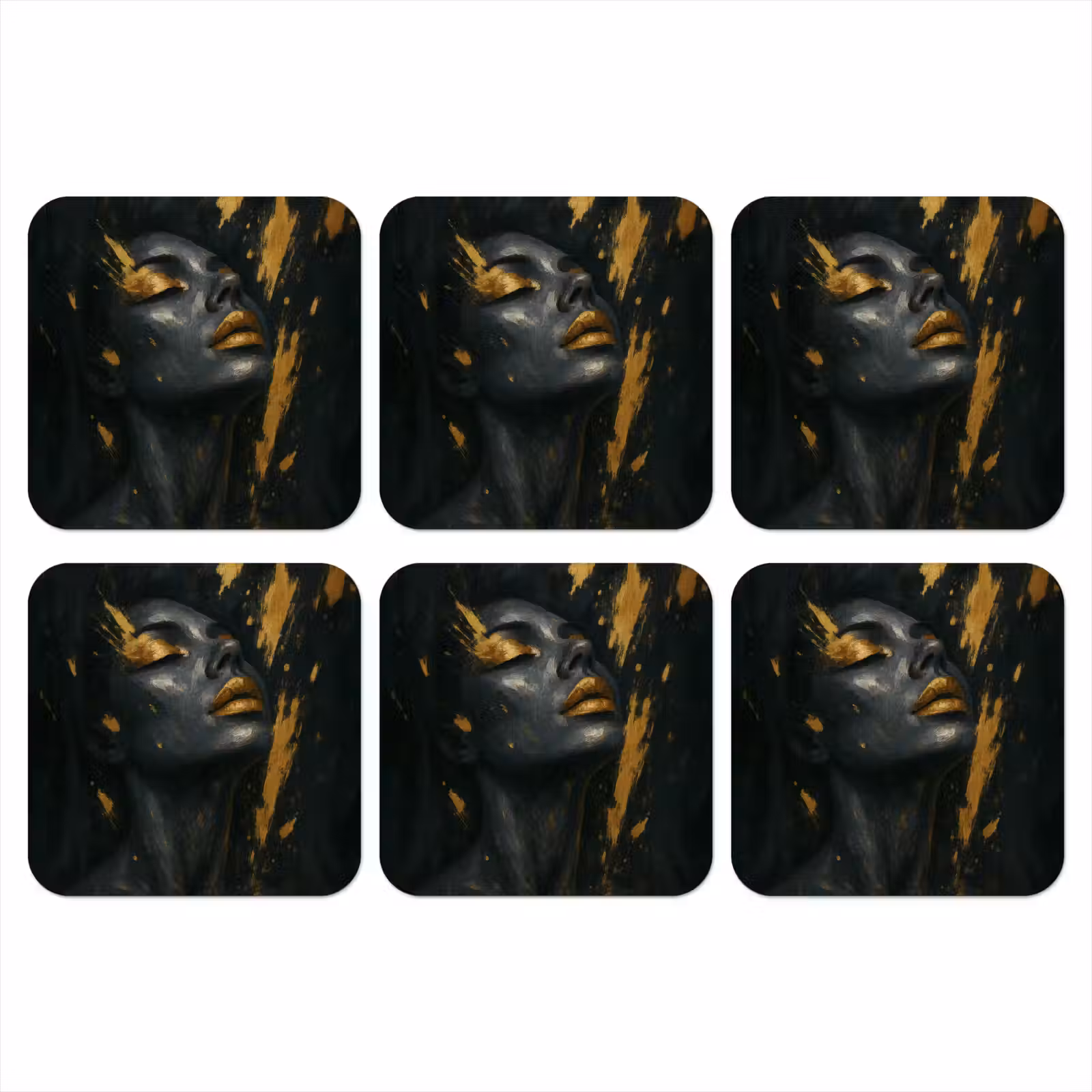 Onderzetter - Gezicht - Vrouw - Verfspatten - Abstract — 1