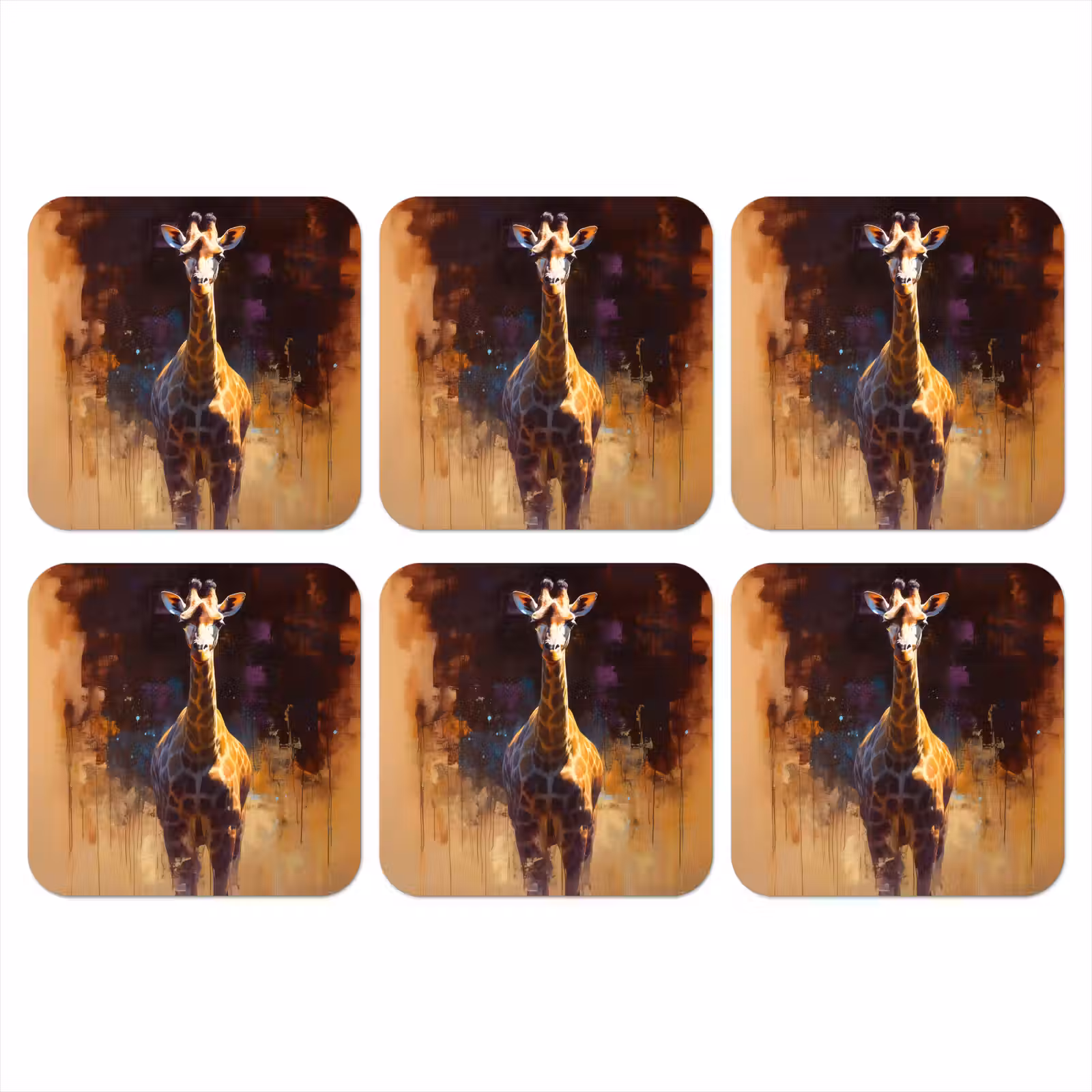 Onderzetter - Giraf - Bruin - Abstract - Geschilderd — 1