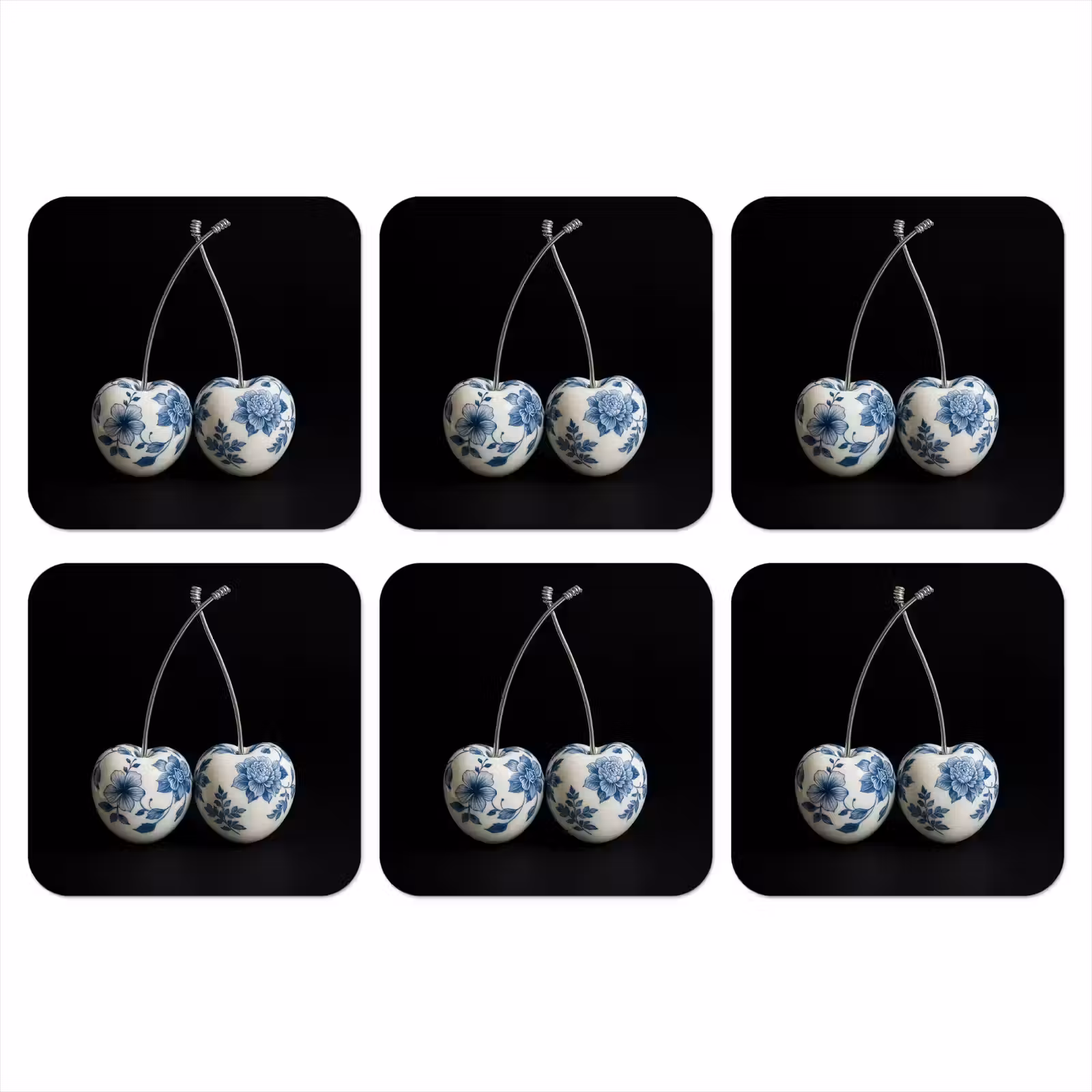 Onderzetter - Kersen - Delfts blauw - Fruit — 1