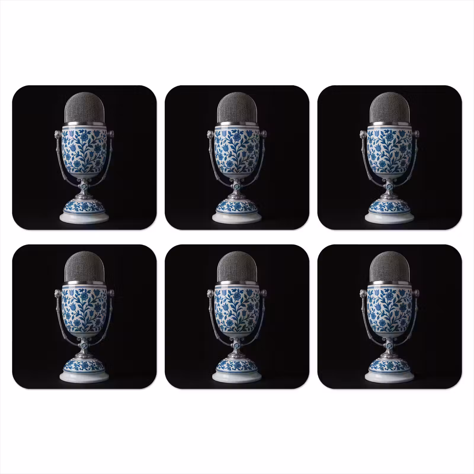 Onderzetter - Microfoon - Delfts blauw - Muziek — 1