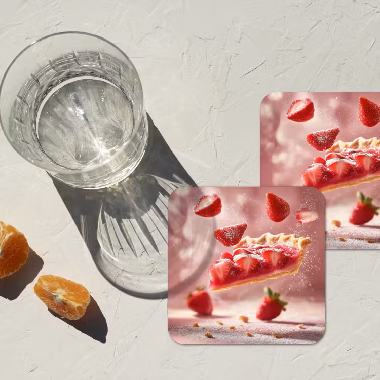 Onderzetter - Aardbei - Taart- Eten - Roze — 3