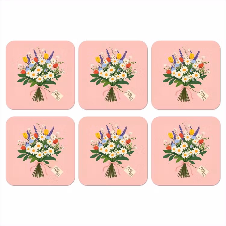 Onderzetter - Bloemen - Lint - Kaartje — 1