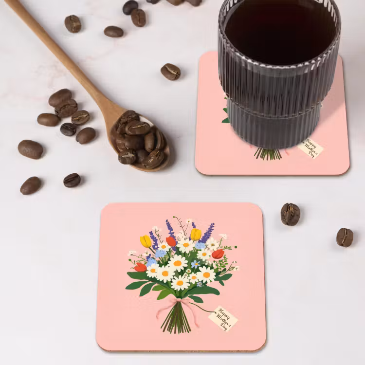 Onderzetter - Bloemen - Lint - Kaartje — 4