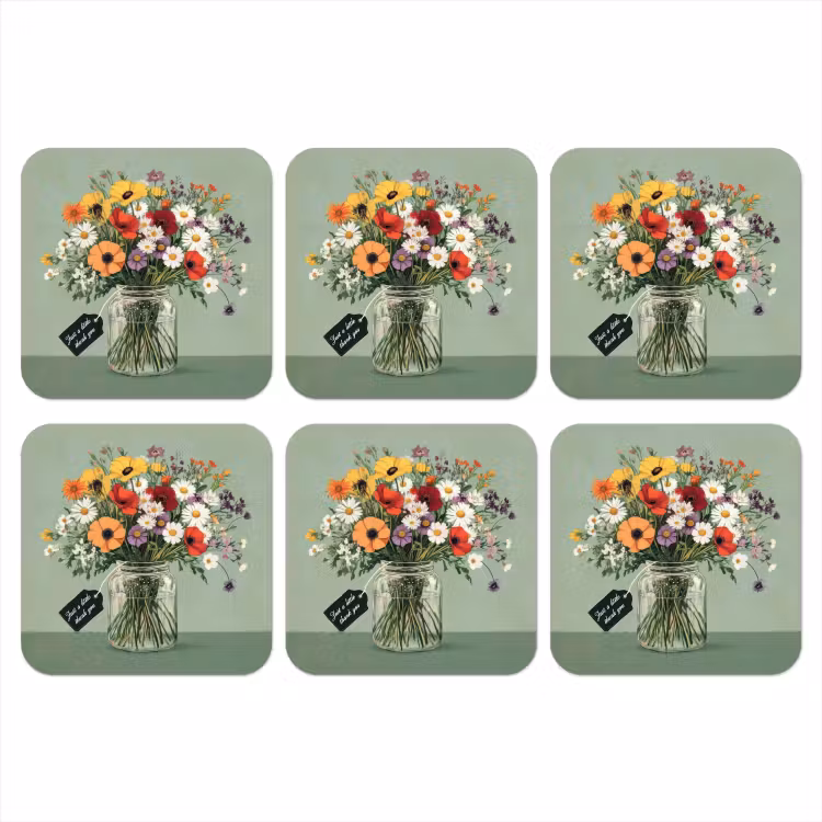 Onderzetter - Bloemen - Vaas - Kaartje — 1