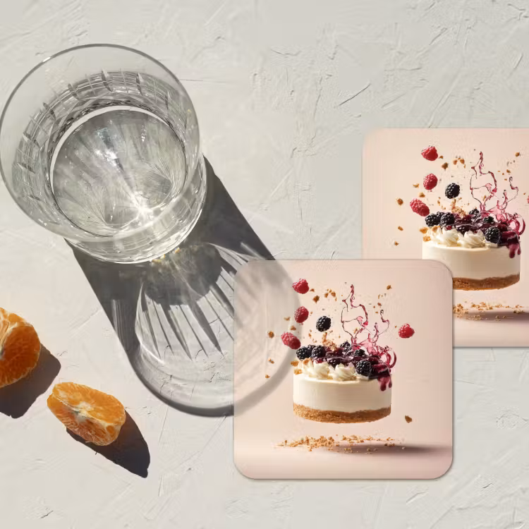 Onderzetter - Cheesecake - Eten - Roze - Taart — 3