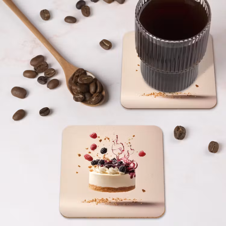 Onderzetter - Cheesecake - Eten - Roze - Taart — 4
