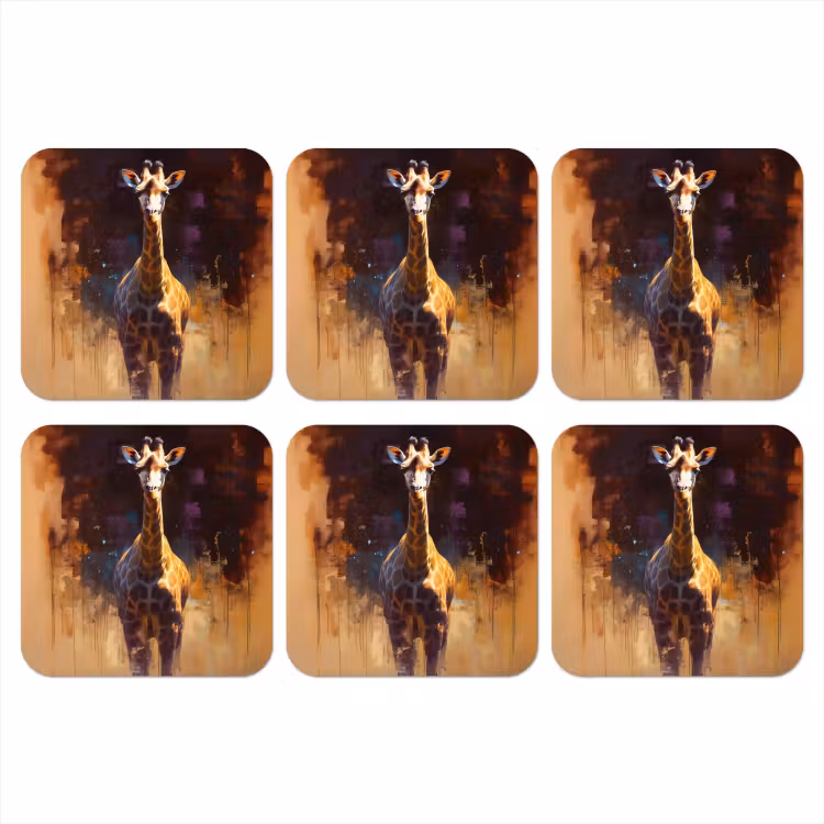 Onderzetter - Giraf - Bruin - Abstract - Geschilderd — 1