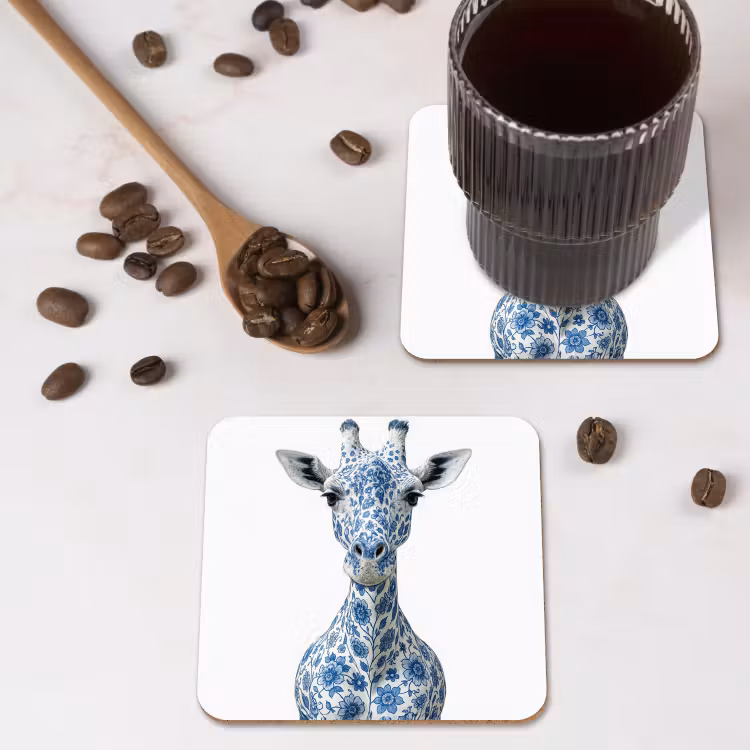 Onderzetter - Giraffe - Delfts blauw - Dieren - Minimalistisch — 4