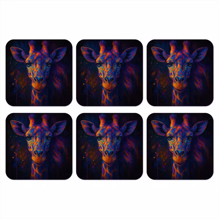 Onderzetter​ - Giraffe - Gekleurd - Verfspatten — 1