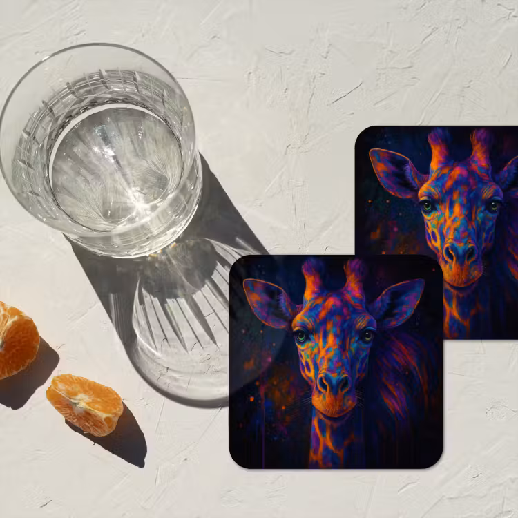 Onderzetter​ - Giraffe - Gekleurd - Verfspatten — 3