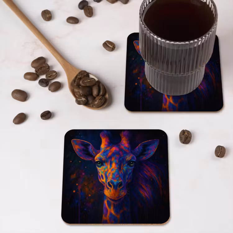 Onderzetter​ - Giraffe - Gekleurd - Verfspatten — 4
