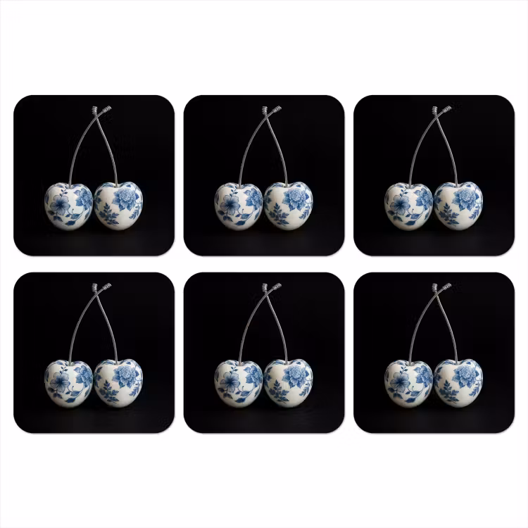Onderzetter - Kersen - Delfts blauw - Fruit — 1