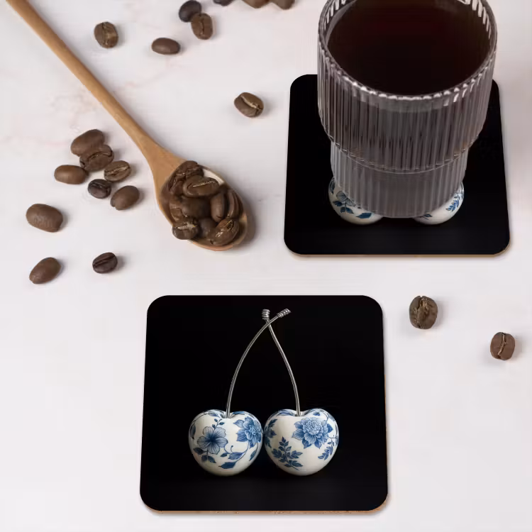 Onderzetter - Kersen - Delfts blauw - Fruit — 4