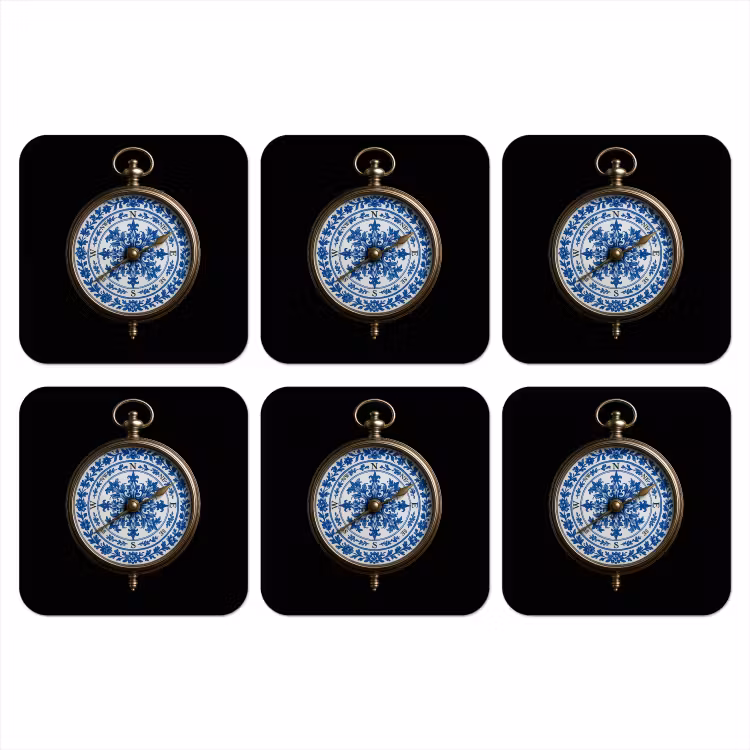 Onderzetter - Kompas - Delfts blauw - Zwart — 1