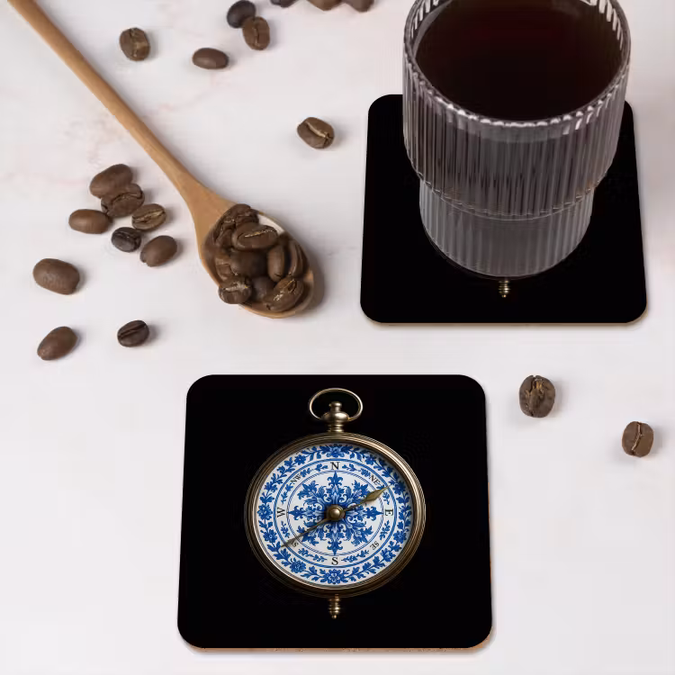 Onderzetter - Kompas - Delfts blauw - Zwart — 4