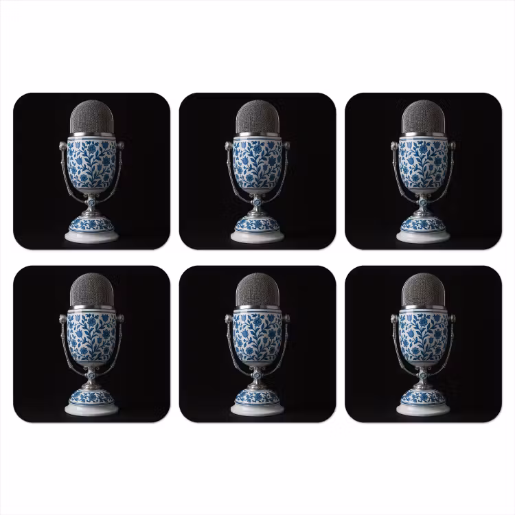 Onderzetter - Microfoon - Delfts blauw - Muziek — 1