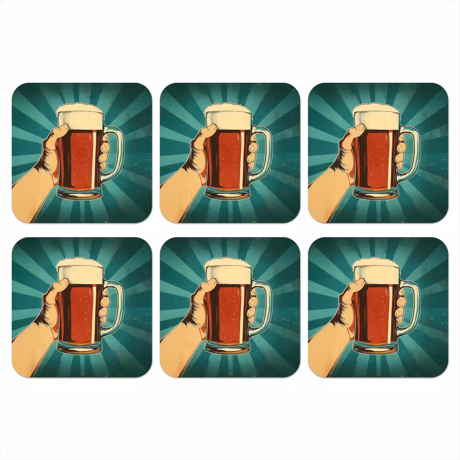 Onderzetter - Bierglas - Schuim - Retro - Groen — 1