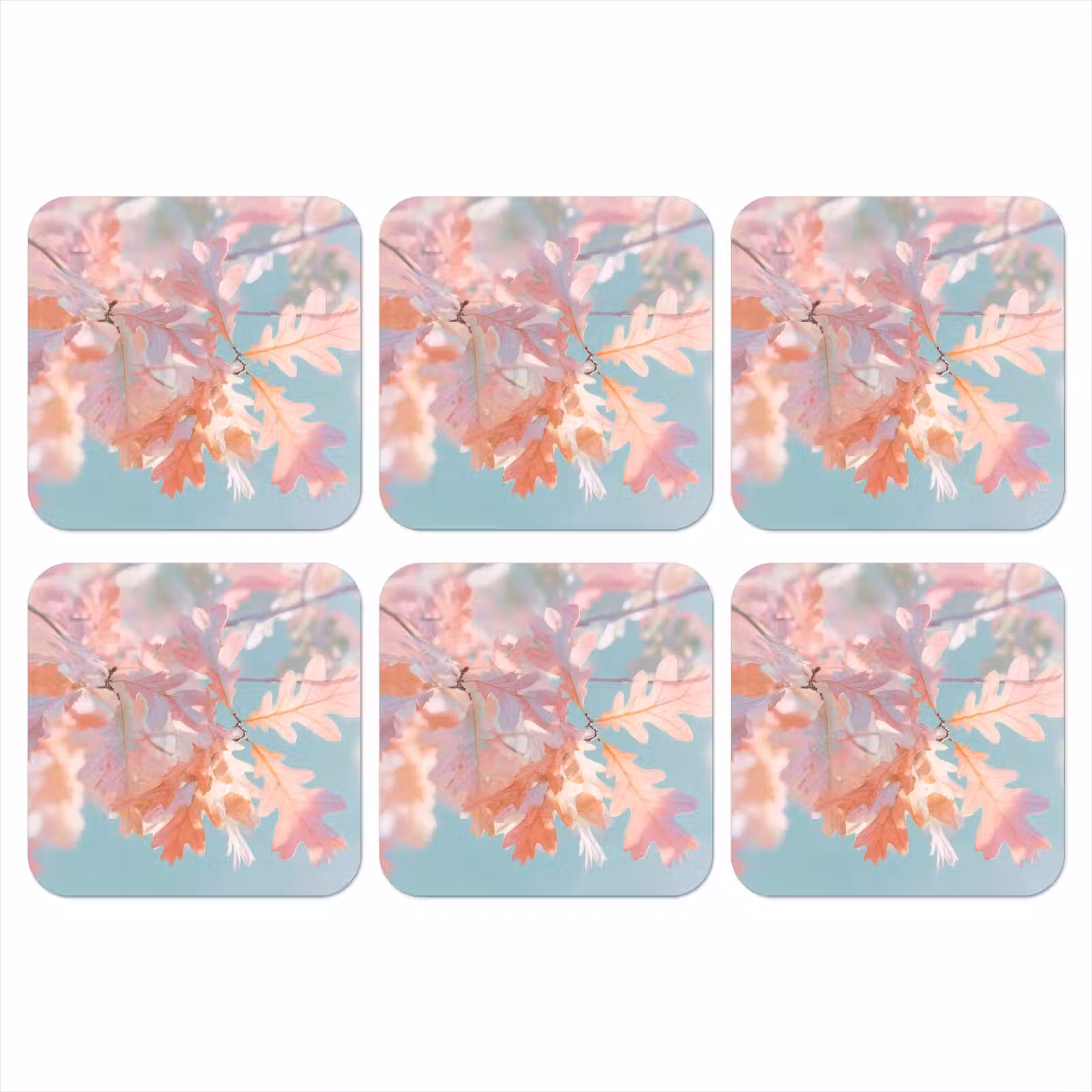 Onderzetter - Eikenbladeren - Takken - Roze — 1