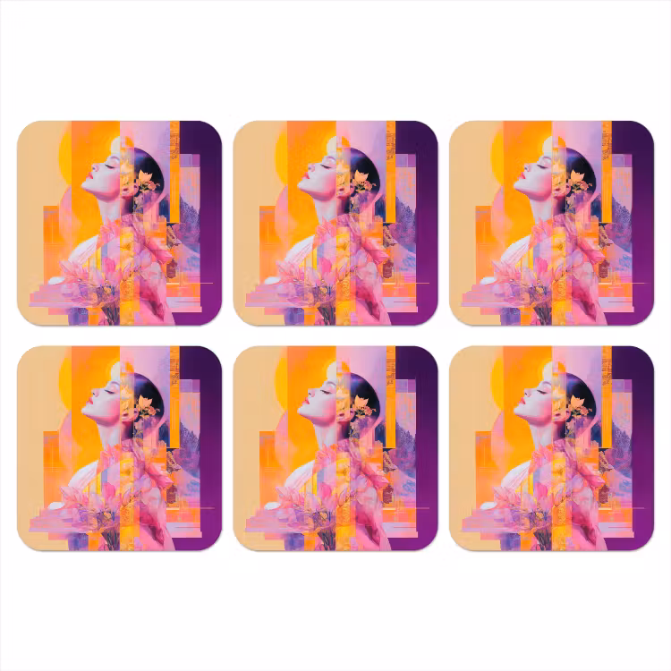 Onderzetter - Abstract - Portret - Vrouw - Kleurrijk — 1